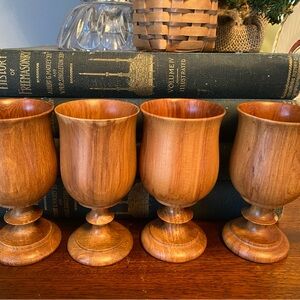 Rustic Wooden Goblet Set